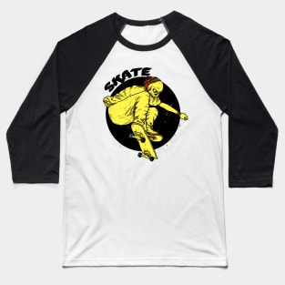 Skateboarding Skull Baseball T-Shirt